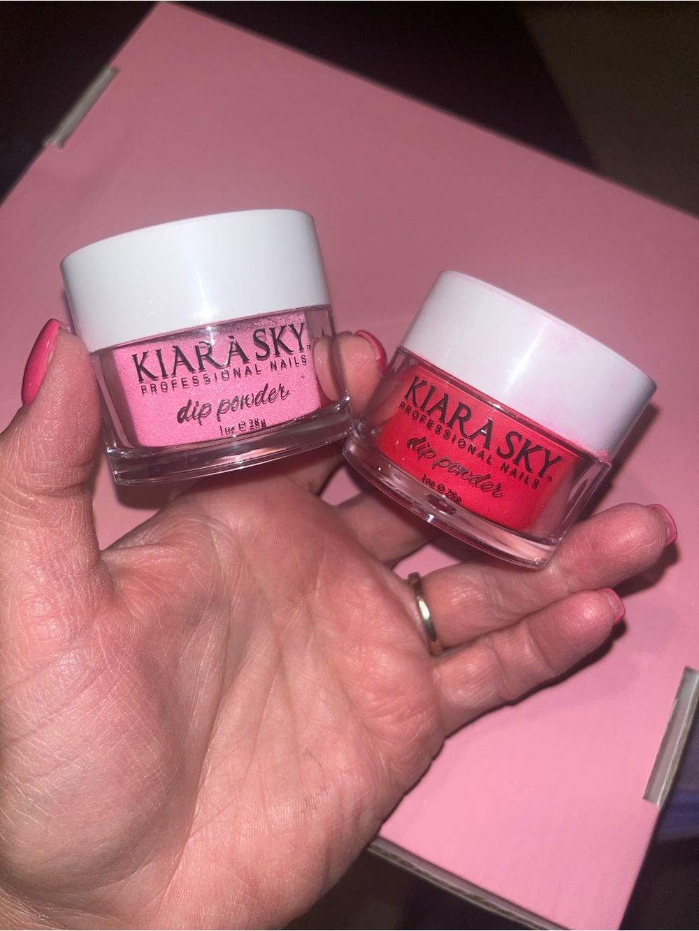 Kiara Nails Dip Powders - Soft Pink & Red Duo